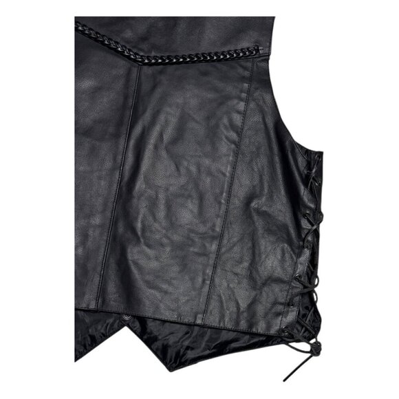 HOT LEATHERS Braided Leather Retro Motorcycle Biker Casual Riding Vest Mens 2XL - Picture 7 of 7